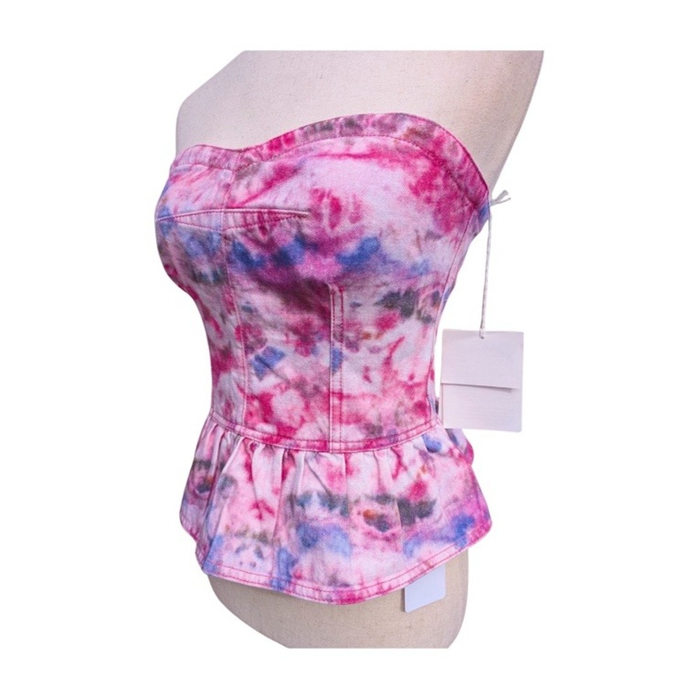 NWT Isabel Marant‎ Etoile Solizinia Tie Dye Peplum Corset Top Mulberry Size 36 - Picture 5 of 10